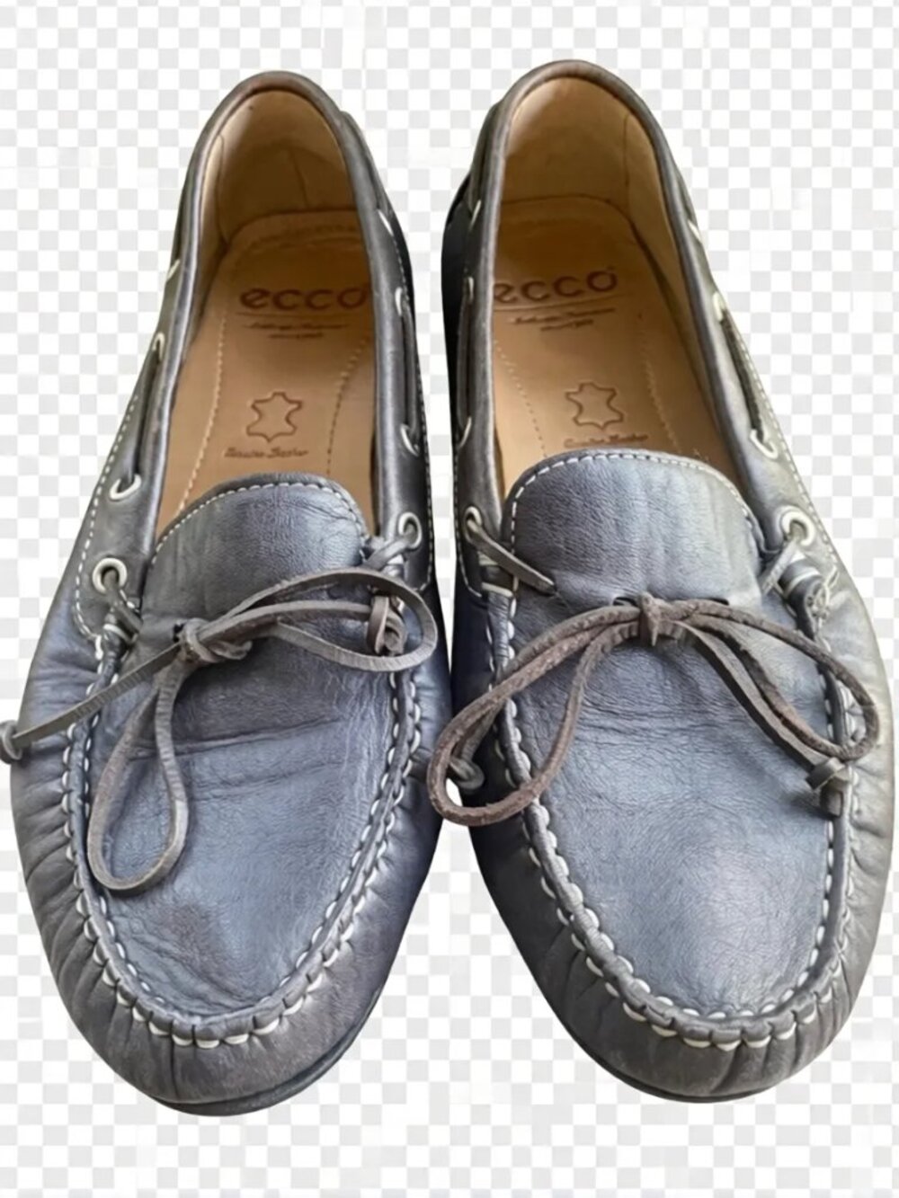 Ecco premium leather loafers driving moccasins gray brown boat shoes EU41 =US10 - Picture 2 of 10
